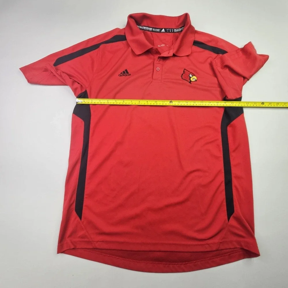 ADIDAS Louisville Cardinals Polo Shirt Large Red Black Climalite